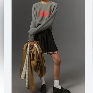 Anthropologie Maeve Black Pleat Mini Schoolgirl Academia Skirt with Holiday Hem